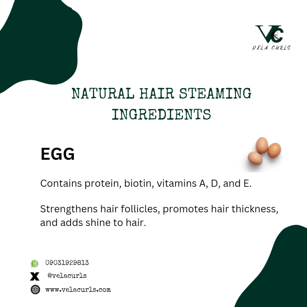 egg is one of the natural hair steaming ingredients